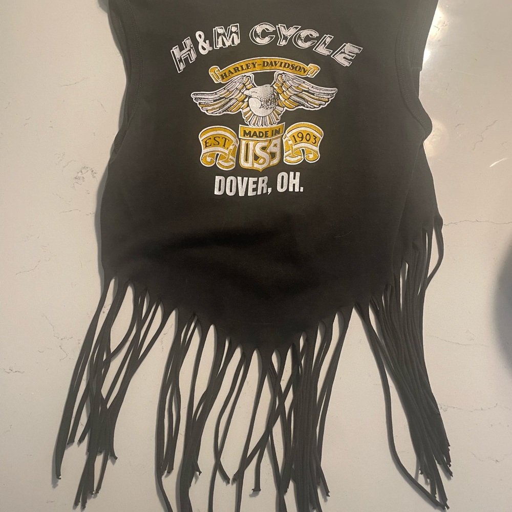 Harley Davison cropped Tank with fringe, vintage, small